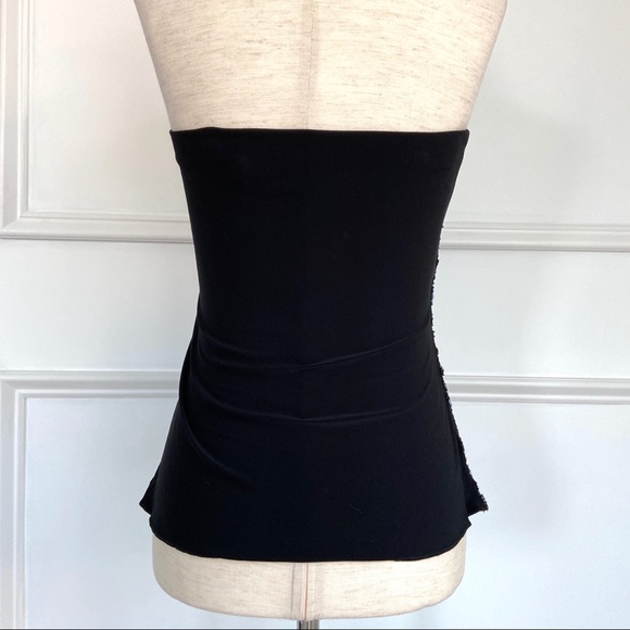 Amanda Adams Couture Black Strapless Hand Beaded Top Embroidered Lace Sz S NWOT - Picture 4 of 10